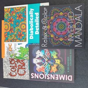 Lot of 5 Adult Coloring Books 3D Mandala Detailed Relaxing and Fun!!